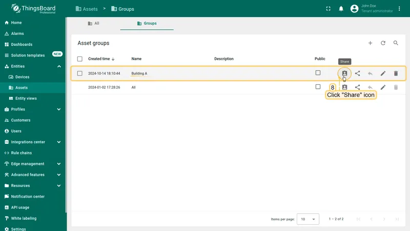 Open share dialog