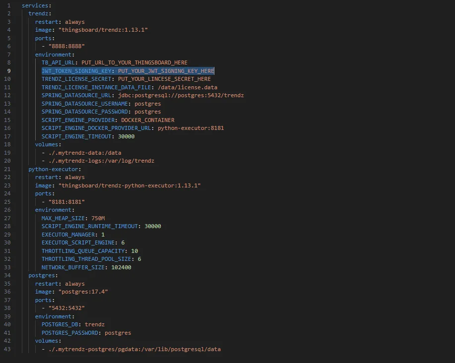 Signing key in docker-compose.yml