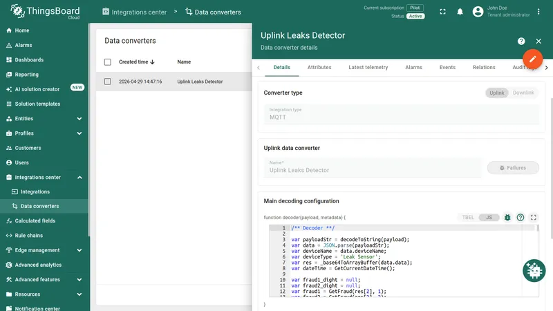 Uplink data converter details