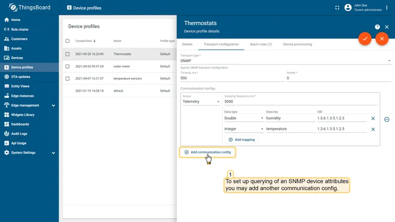SNMP client-side attributes config