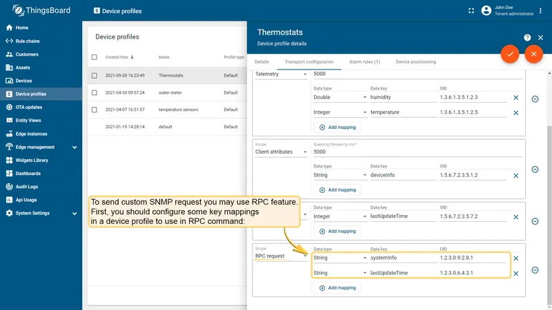 SNMP RPC communication config