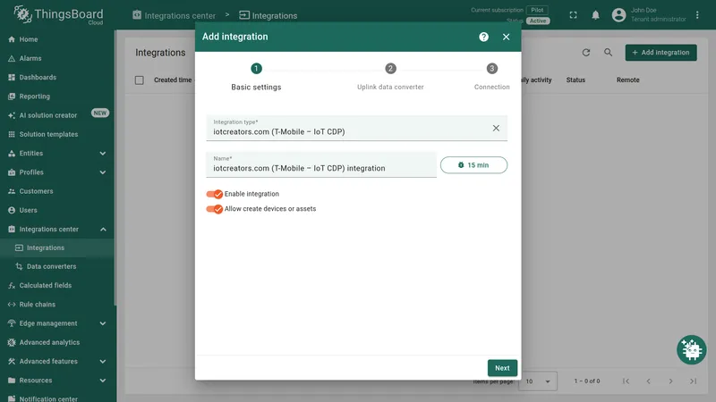 Add IoT Creators integration - basic settings