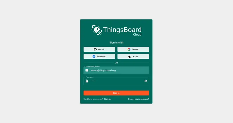 Log in to ThingsBoard Cloud