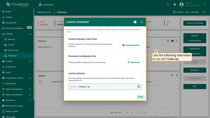 Start gateway using launch command