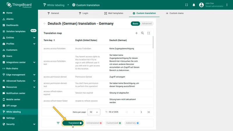 Translated filter