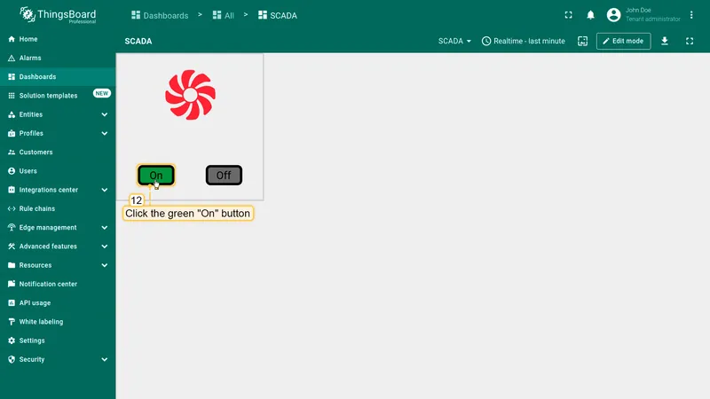 Test widget - fan on state