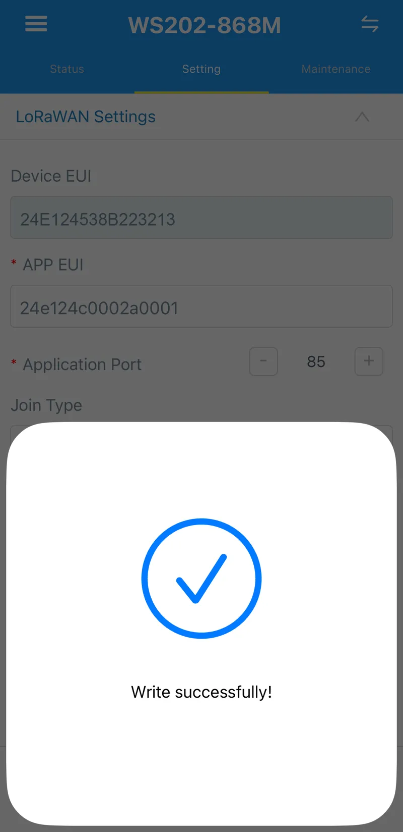 Press **Write** button and hold your smartphone near the device.