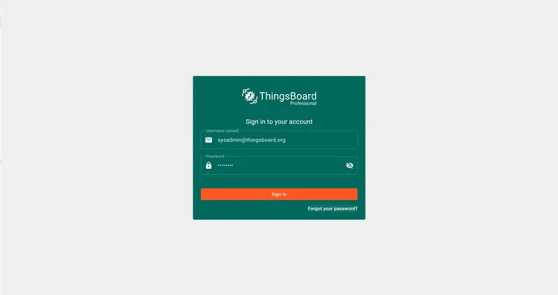 Log in to ThingsBoard as Sysadmin