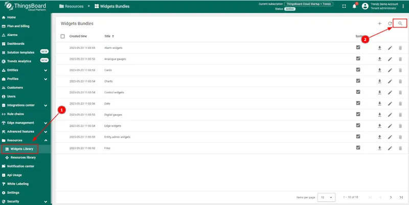 Open widget bundle in Widgets Library