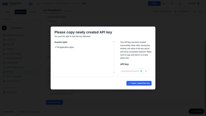Generated API key