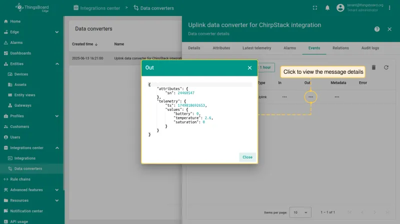 Converter Out message — processed telemetry