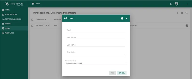 User management in License portal
