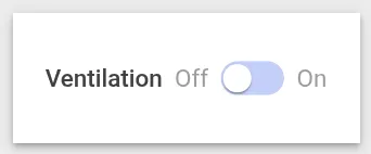 Single switch widget controlling a ventilation relay ON/OFF via shared attribute