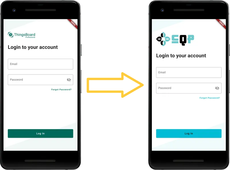 Login screen with custom white-labeling applied