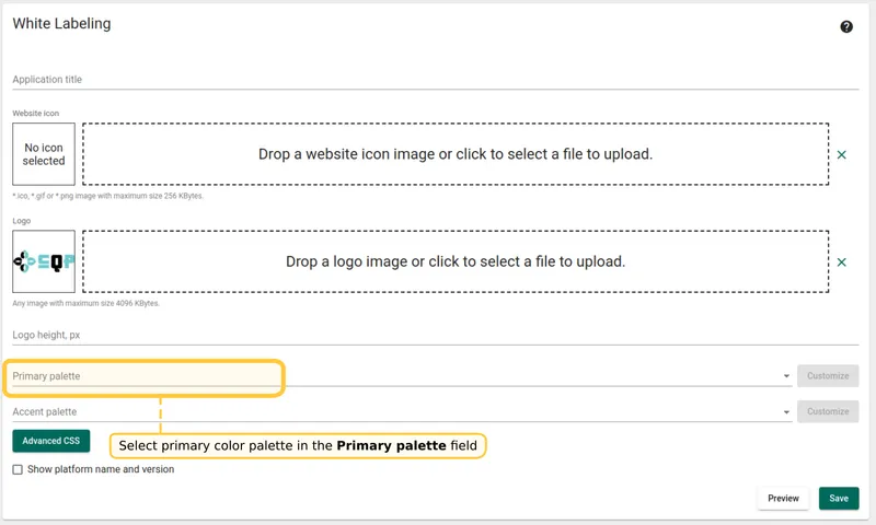 Primary palette selector