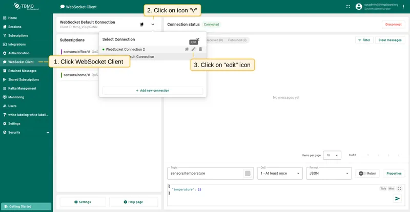Expand connections list and click edit icon
