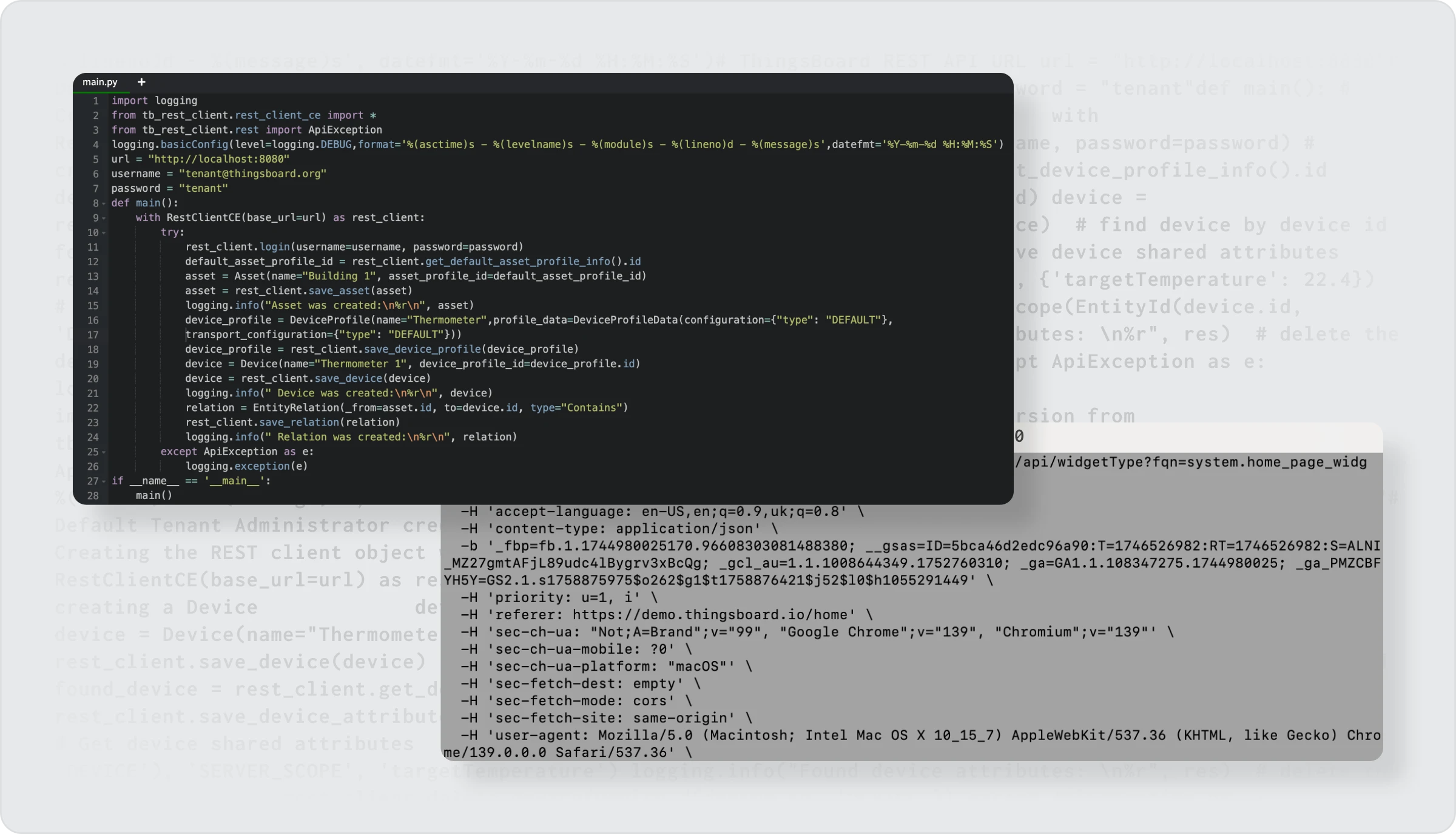 ThingsBoard interface before MCP integration
