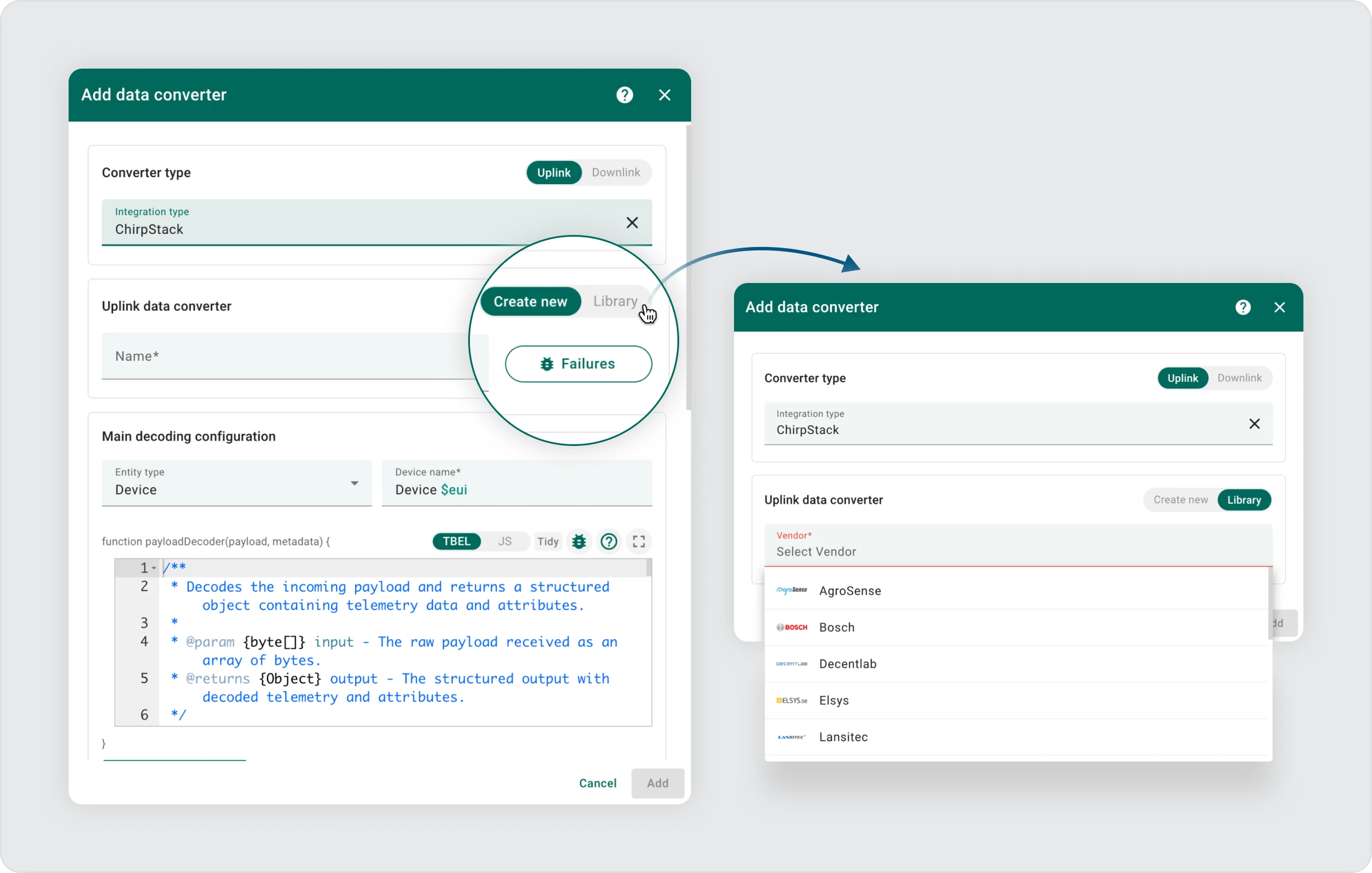 Data converter library in ThingsBoard 4.1 converter menu
